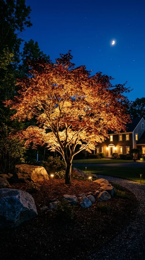 Japanese maple uplighting